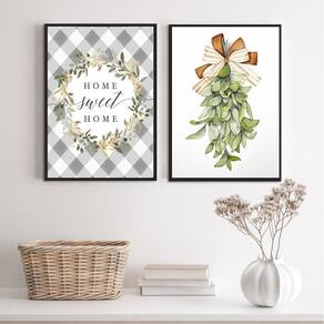 Kit 2 Quadros Home Sweet Home - Plantinha 45X34Cm