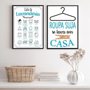 Kit 2 Quadros Lavanderia Soft - Azul 45X34Cm