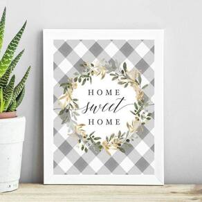 Quadro Home Sweet Home - Cinza 33X24Cm - Com Vidro