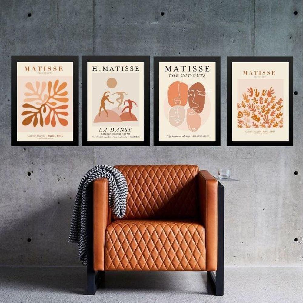 Kit 4 Quadros Modernos Matisse - Marrons 33X24Cm
