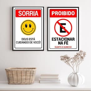 Kit 2 Quadros Placas Cristãs - Fé 24X18Cm - Com Vidro