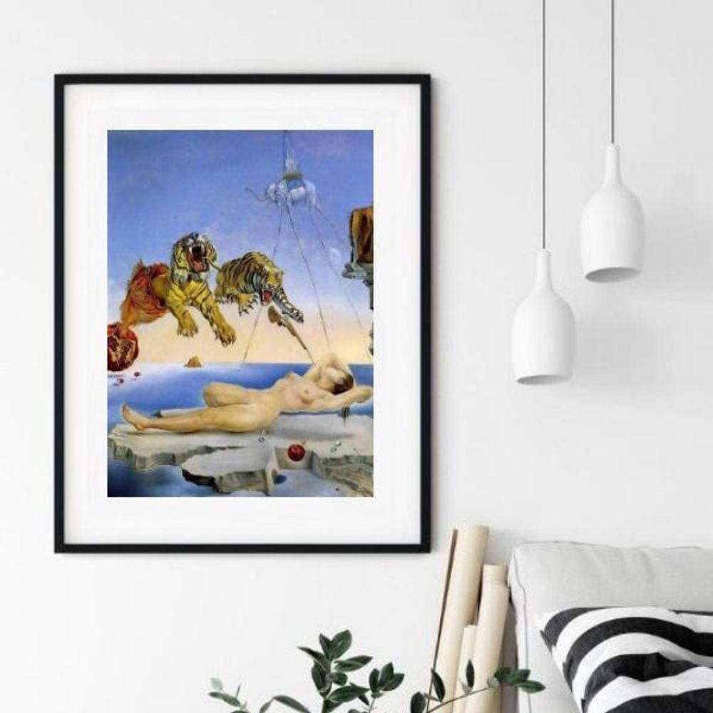 Quadro Salvador Dalí Tigres - 60X48 Cm 24X18Cm - Com Vidro