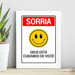 Quadro Cristão Sorria - Jesus Te Ama 24X18Cm - Com Vidro
