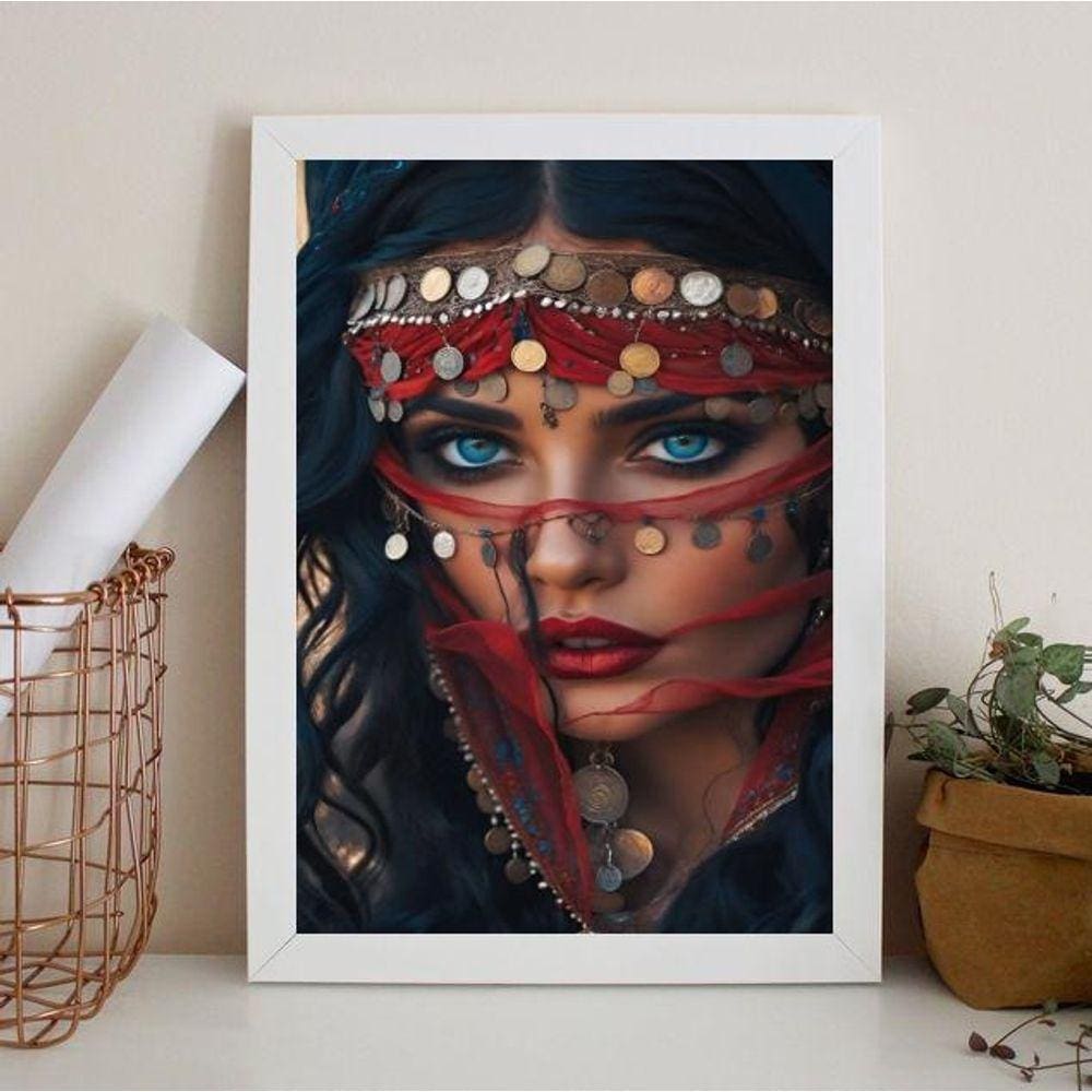 Quadro Decorativo Cigana - Olhar 45X34Cm - Com Vidro