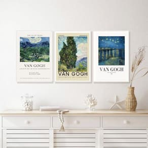 Kit 3 Quadros Van Gogh - Paisagens 24X18Cm - Com Vidro