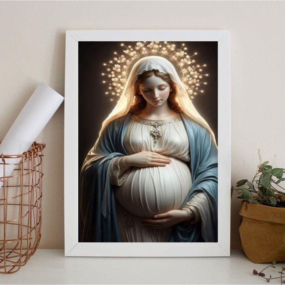 Quadro Virgem Maria Grávida 33X24Cm - Com Vidro