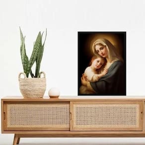 Quadro Maria E Menino Jesus Iluminados 33X24Cm - Com Vidro