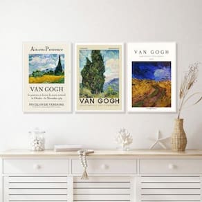 Kit 3 Quadros Paisagens De Van Gogh 24X18Cm