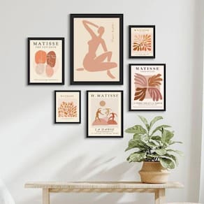 Composição 6 Quadros Matisse - Marrons - Com Vidro