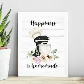 Quadro Para Cozinha - Batedeira Happiness 45X34Cm