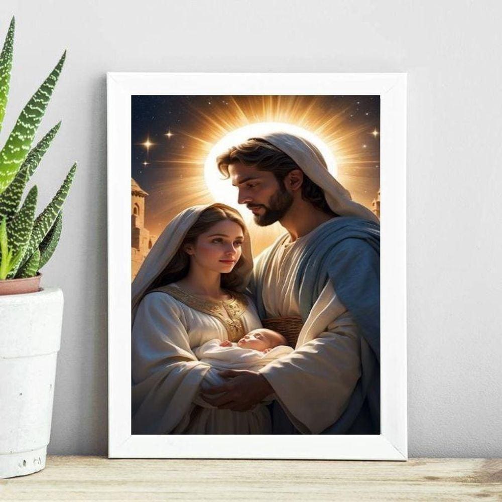 Quadro Decorativo O Nascimento De Jesus 45X34Cm - Com Vidro