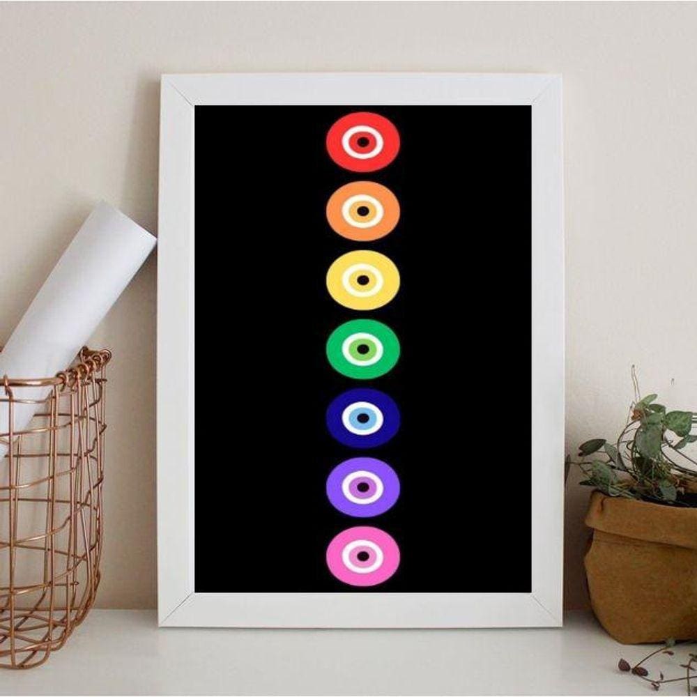 Quadro Decorativo Chakras Olho Grego 24X18Cm - Com Vidro
