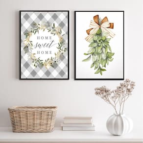Kit 2 Quadros Home Sweet Home - Plantinha 33X24Cm - Vidro