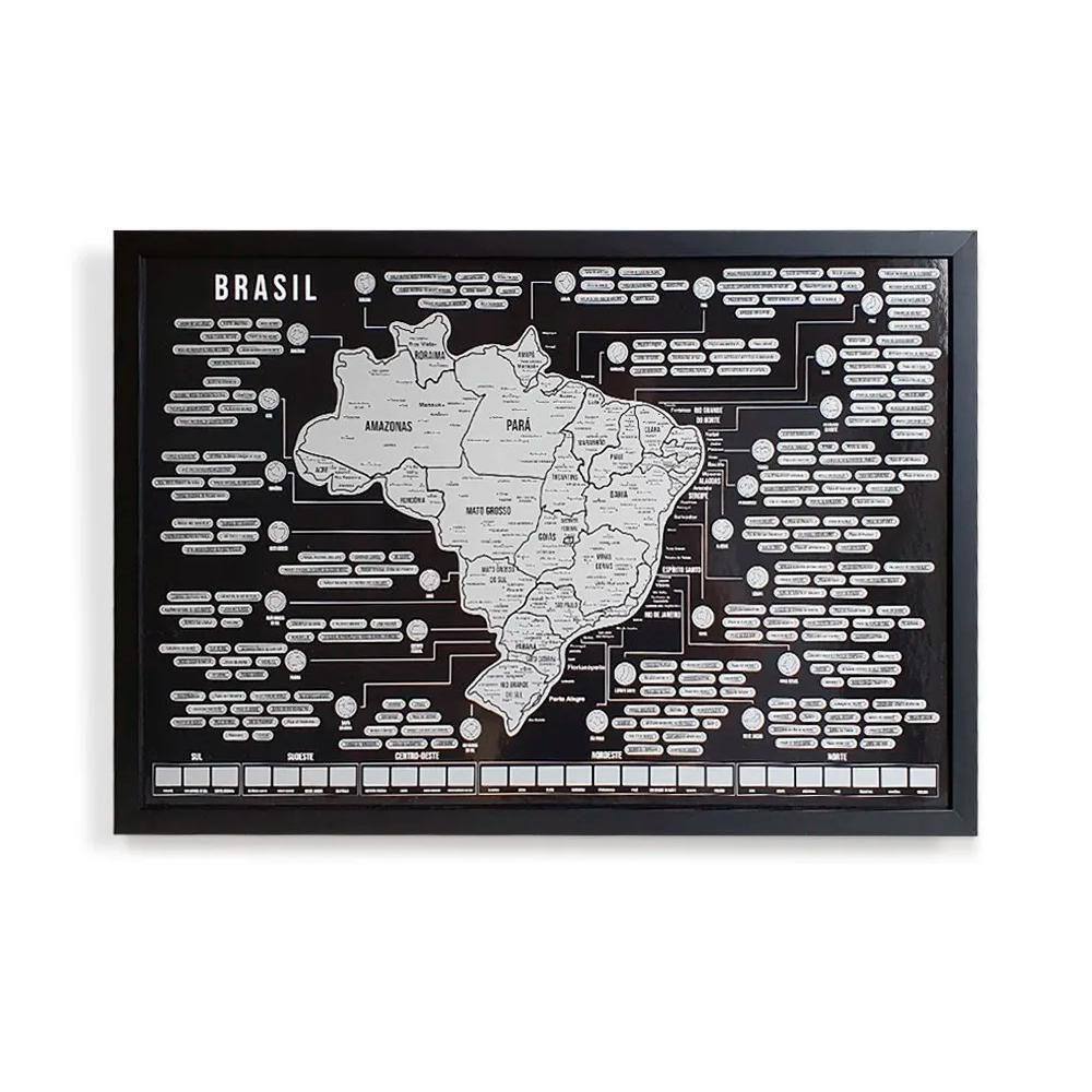 Mapa Do Brasil Raspadinha Grande Com Moldura Preta 73X50