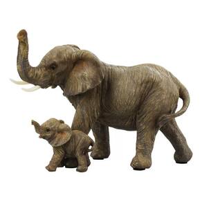 Elefante Mãe E Filhote 23cm - Animais Resina