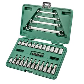 Jogo Soquetes e Chaves E-Torx - 3/8 e 1/4 pol. 35 Peças Sata
