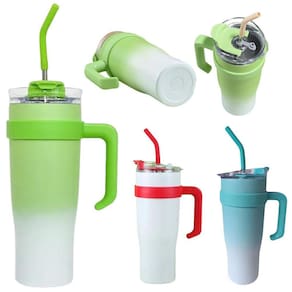Copo Caneca Térmico Aço Inox 1,2L Alça Canudo Inox Blogueira