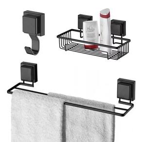 Kit De Acessórios Para Banheiro Fixação Por Ventosa