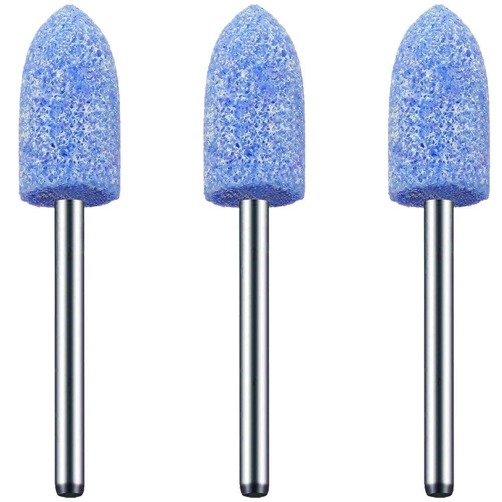 Kit 3 Ponta Montada 10Mm Azul Bala Haste 3Mm Micro Retífica
