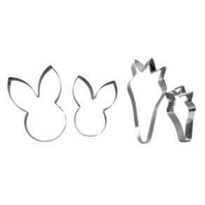 Kit Cortador De Páscoa 04 Peças Inox (2 Carinha + 2 Cenoura)