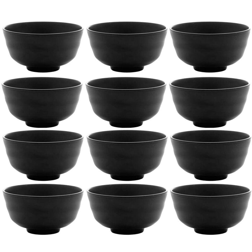 Conjunto 12 Bowls Melamina Lyor Tóquio Preto Oriental 450ml Pote Redondo Restaurante