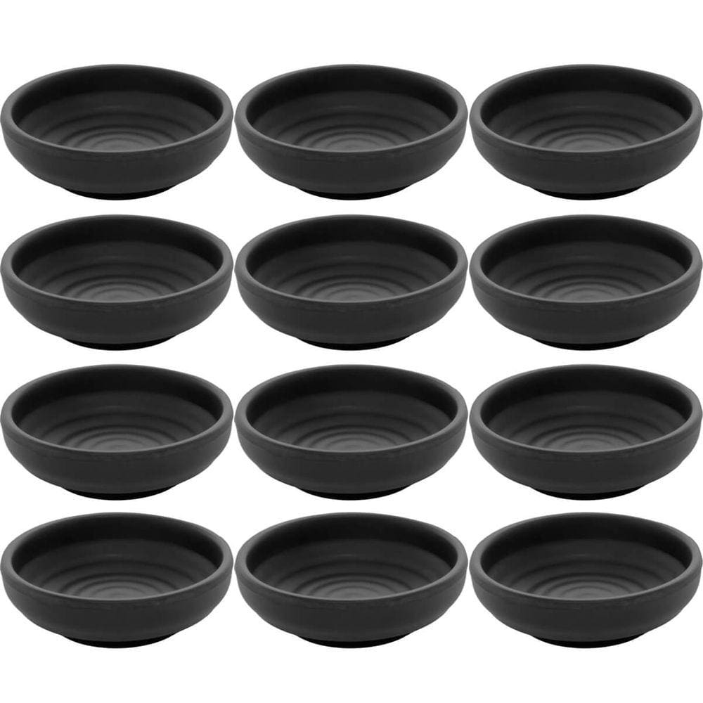Conjunto 12 Molheiras Porta Shoyu 40ml Redondas Ramekins Melamina Pretos Tóquio Lyor