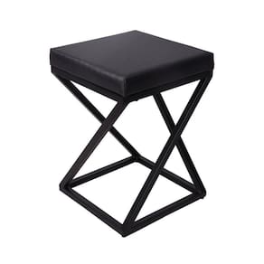 Banquinho Zênite - Metalon Preto - Assento Estofado Preto - 47cm