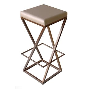 Banqueta Zênite - Cobre - Assento Estofado Pérola - 75cm
