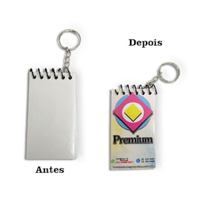 10 Mini Bloco de Anotações 9x5 cm c/ Argola e Corrente Subli