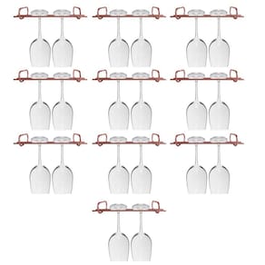 Kit 10 Organizadores Suspensos Para Taças 25cm Suportes Porta Taças Retos Rose Gold