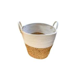Cesto De Seagrass Natural Oval Com Alça De Couro Philippe - Jolitex