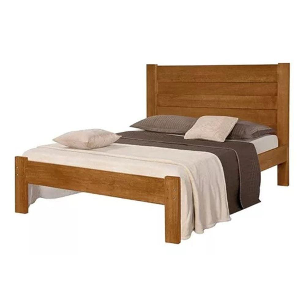Cama Casal 100% Madeira Maciça Reforçada Lara Castanho
