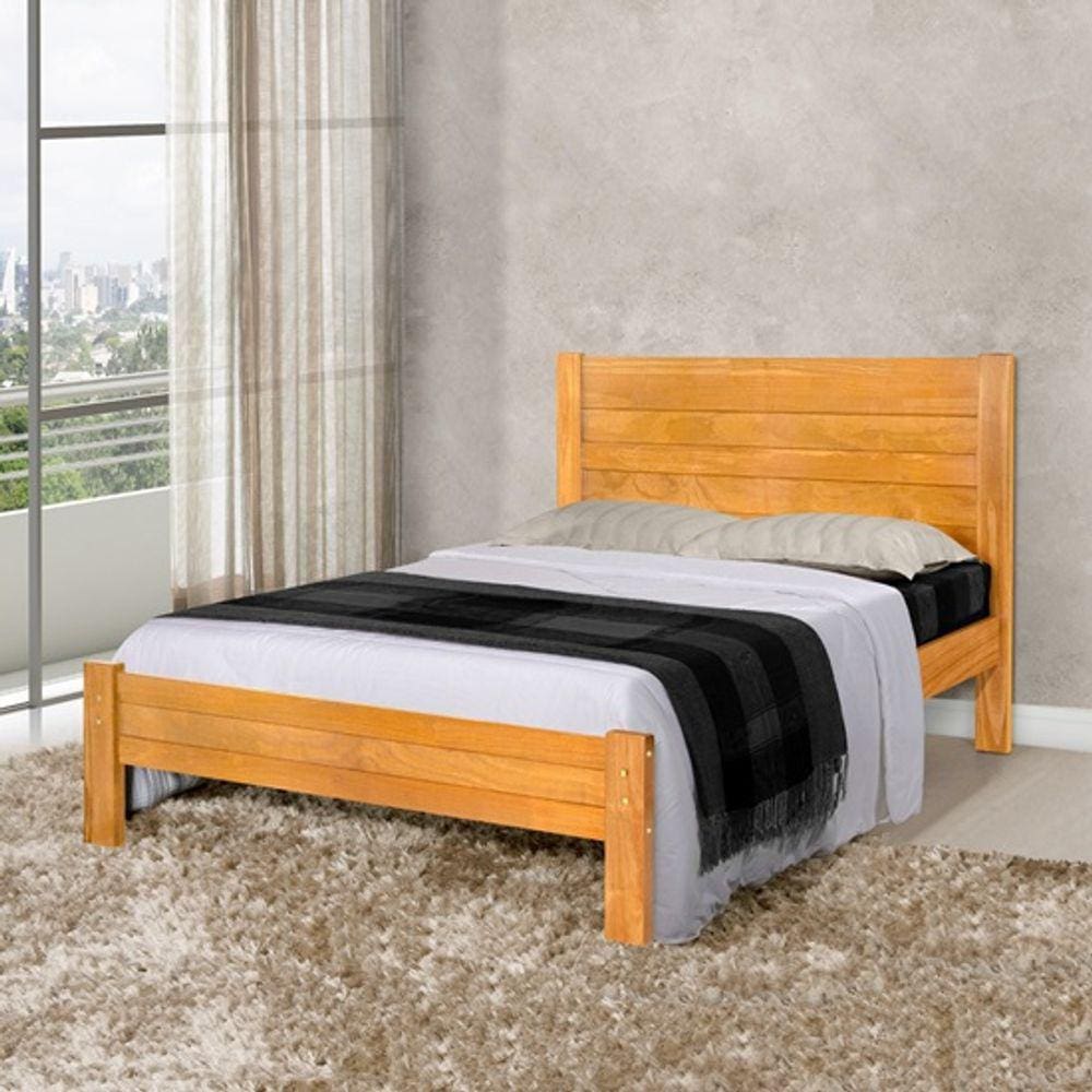 Cama Casal 100% Madeira Maciça Reforçada Lara Imbuia