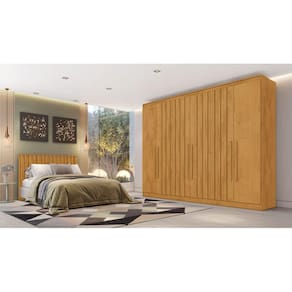 Guarda Roupa Casal Ripado 6 Portas 4 Gavetas - Oxford-Peroba - Made Marcs