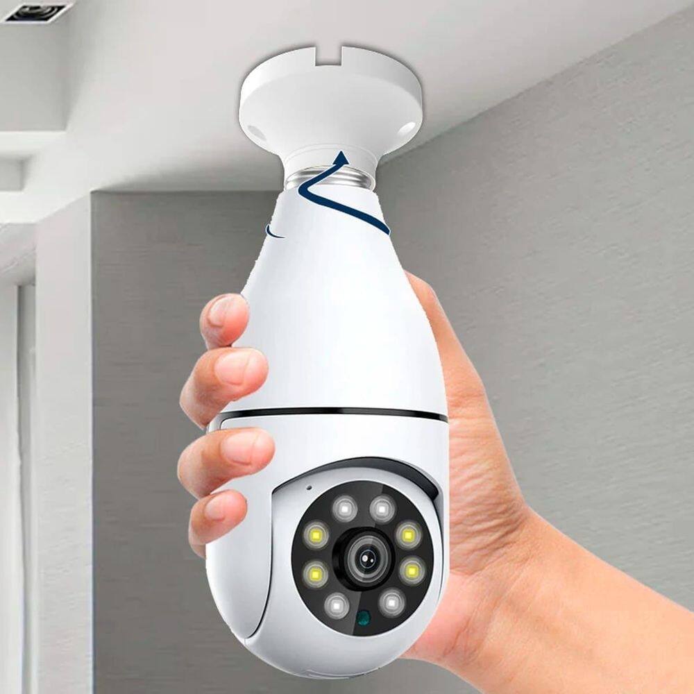 Câmera Segurança Lâmpada 360 Wifi Ip E Full Hd Visão Noturna