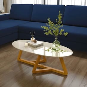 Mesa De Centro Classic Off White/Amêndoa – Tebarrot Móveis