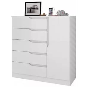 Cômoda Sapateira Paris New 5 Gavetas 1 Porta Atualle Cor Branco