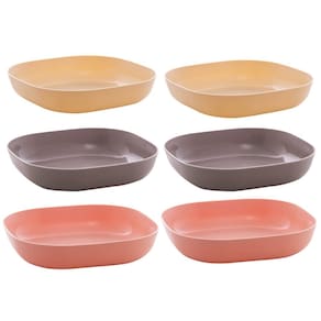 Kit 6 Bowls Lyor Quadrados Bambu Tigela 14,5x3cm Frutas Petiscos Sobremesas