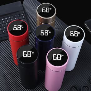 Garrafa Termica em Aco Inox com Termometro Digital 500ml Led