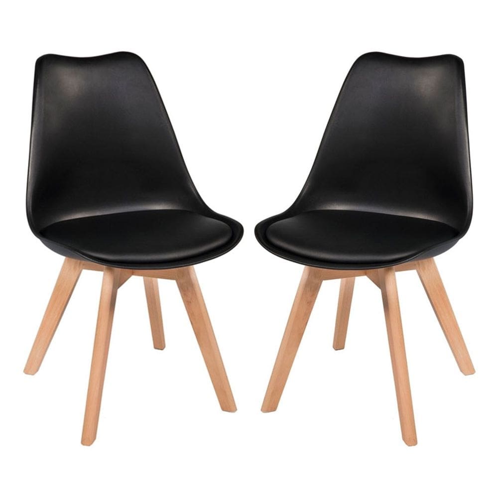 Kit com 2 Cadeiras Leda Preta - Charles Eames com Almofada
