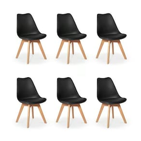 Kit com 6 Cadeiras Leda Eiffel Wood Saarinen Preta