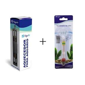 Combo Aquecedor de aquário + termômetro para Aquário 5w 3 a 5 litros 127v Vigoar