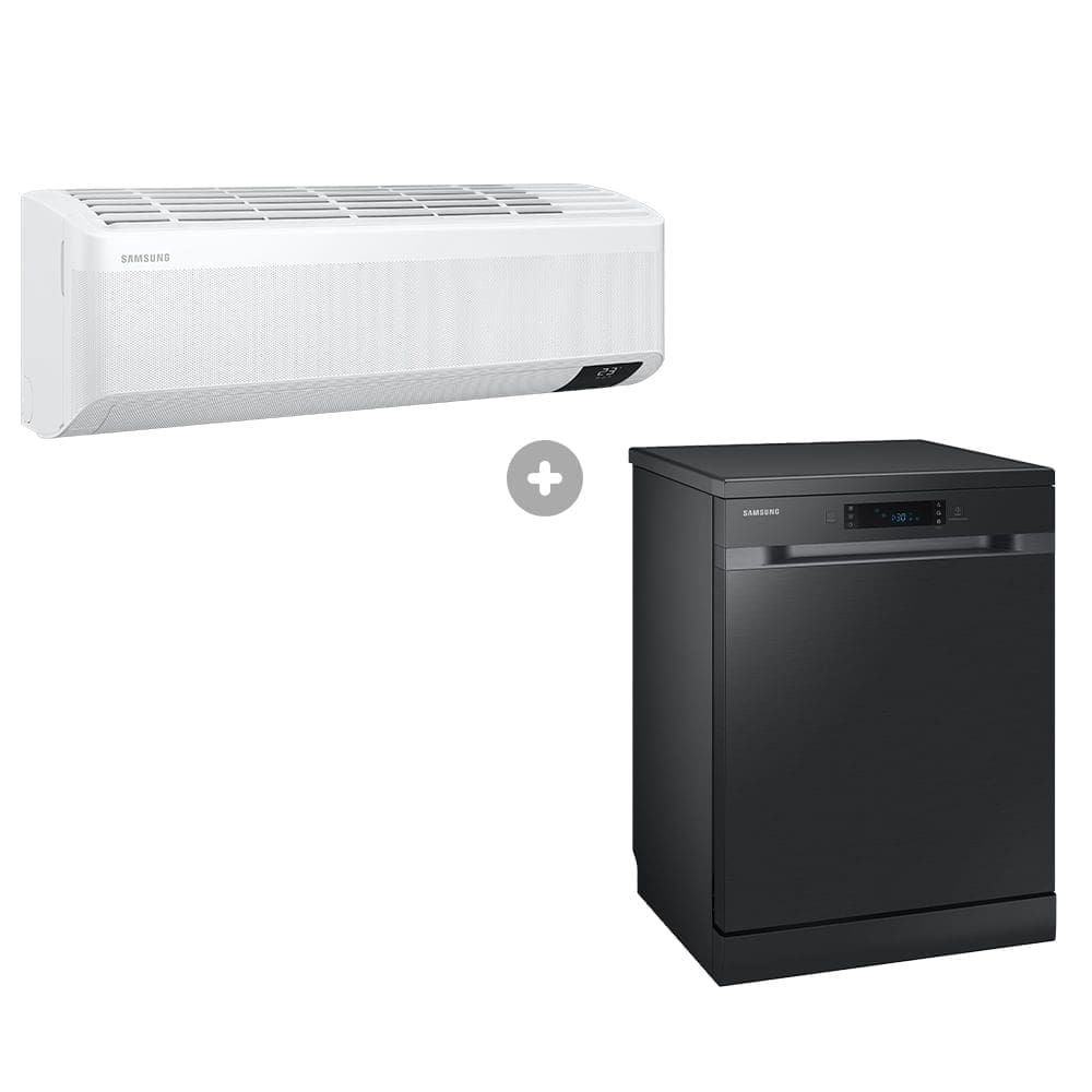 Combo Lava-louças 14 Serviços 127V Black + Ar Condicionado Samsung Windfree Quente/Frio 9.000 BTUs 220V