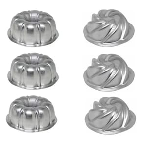 Kit 6 Peças Mini Forma Bolo Pudim Torta Suíça Decorada C3