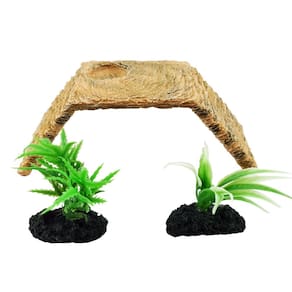 Enfeite Ornamento para aquário Ponte com planta artificial Vigoar