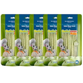 Combo 5 Pacotes Ossinho para Cachorro Palito Fino Deliciosso Maçã Verde 90g