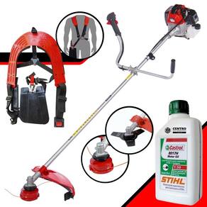 Roçadeira À Gasolina TOYAMA RT52-L 2T 52cc 2HP Modelo Completo C/ Lâmina, Carretel e Cinto de Sustentação Duplo + ÓLEO CASTROL STIHL 2T