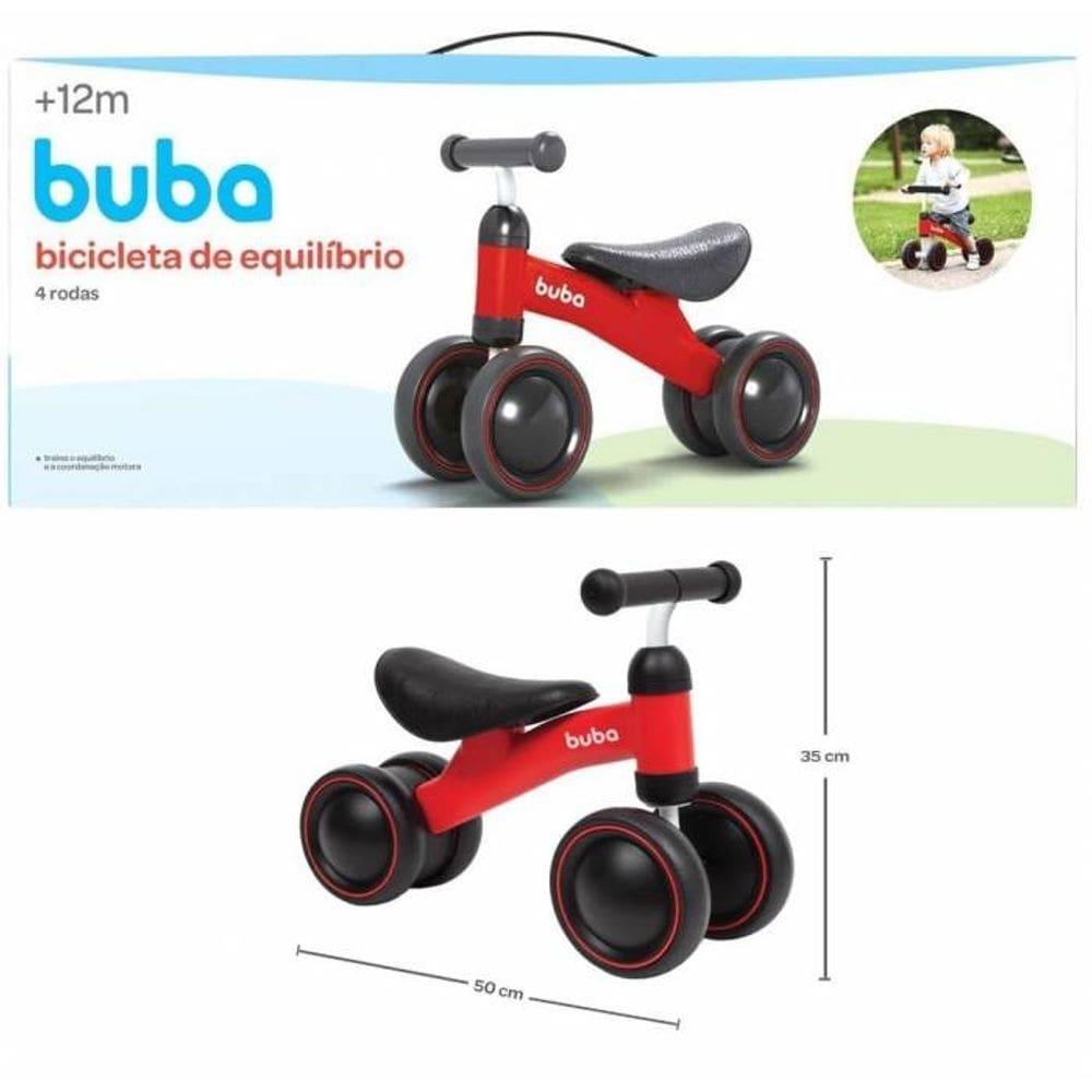 Bicicleta de Equilíbrio 4 Rodas Vermelha - Buba