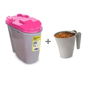 Compartimento Pote para ração Porta Ração Dispenser Plast Pet 25L 11kg com dosador