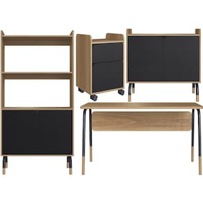 Conjunto Escritorio Home Office 4 Peças 279X88X98X96X97 Nero Hanover Artesano
